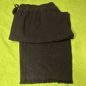 Black Frayed Hem Pants